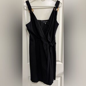 The Limited LBD Black Wrap Linen Blend Lined Women’s Dress Zippered Back 12P